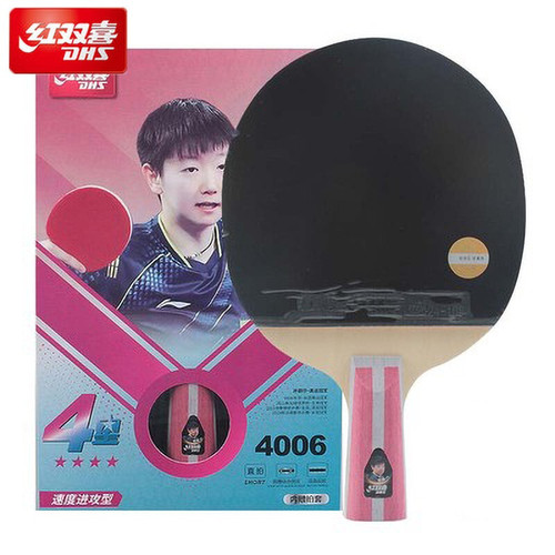 Red DoubleX Ping Pong Racket 4-star single bat 4002 (side handle) 3-star children's Ping Pong Racket 3006 (straight handle)