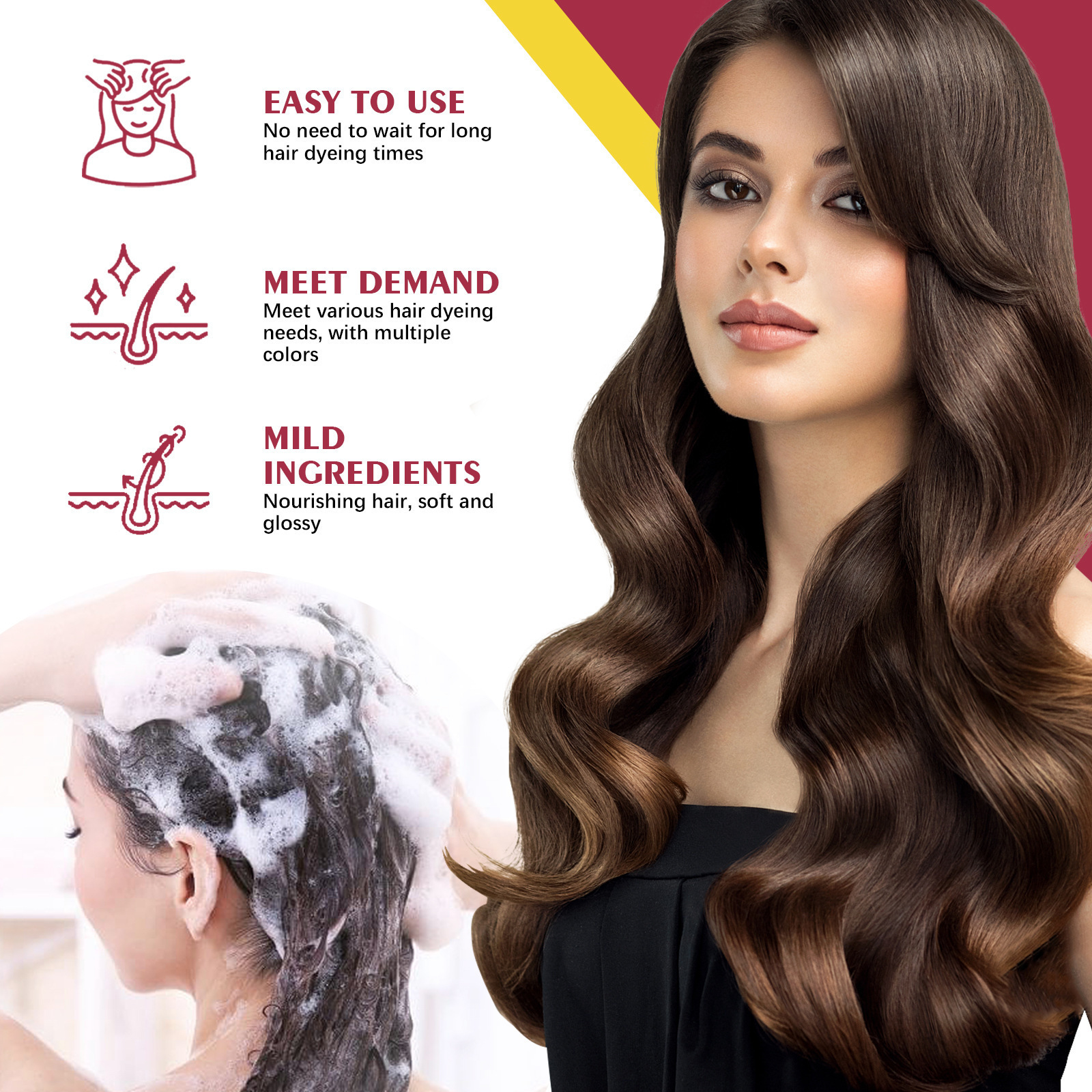 Cross-border EELHOE Hair Shampoo Series suave humedece el cuero cabelludo con fácil cambio de color para el cabello Shampoo