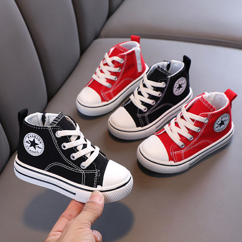 Children's canvas shoes  spring and autumn new boys' casual shoes Korean style girls' mid-top canvas shoes children's sneakers