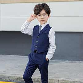 儿童礼服男童花童男孩马甲套装钢琴演出婚礼西装西服小主持人春秋