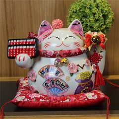 Le Meow 8-inch opening gift living room entrance ceramic lucky cat Japanese shop decoration home decoration piggy bank