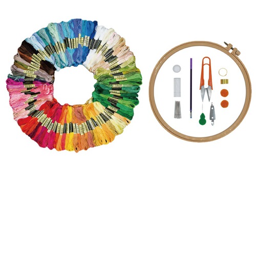 Embroidery DIY kit set, cross-stitch thread, embroidery thread, cotton thread for beginners' clothing patterns and letter designs