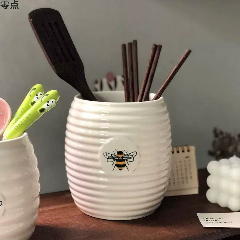 陶瓷筷子桶实用收纳罐大号筷子筒桌面刀叉勺厨房收纳罐罐子