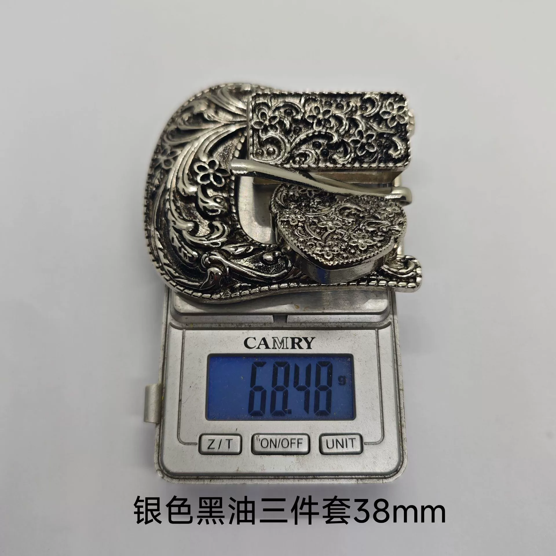 Ethnic retro metal belt, buckle, set, European style, 3 piece set