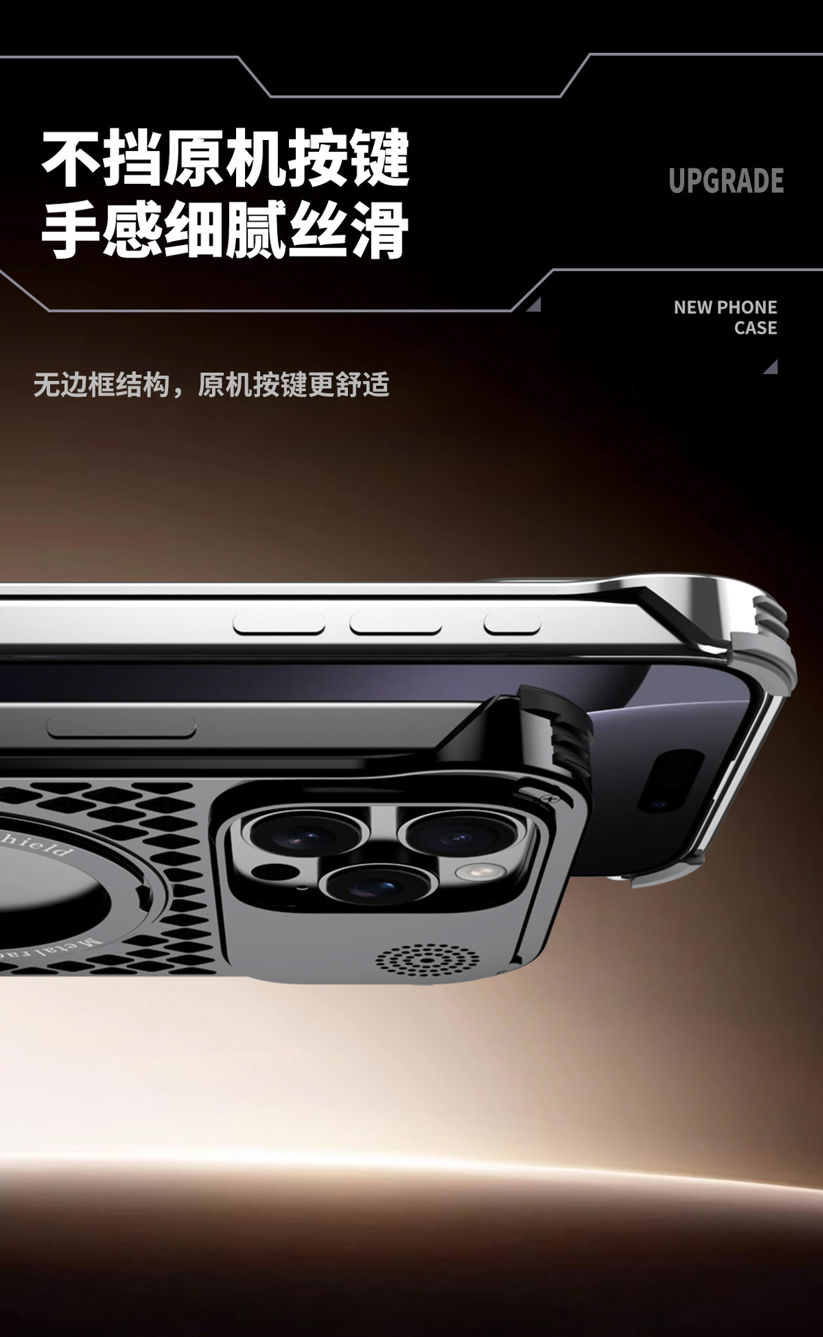 Ốp lưng tản nhiệt kim loại có mùi hương, xoay 360 độ, chống sốc cho iPhone 17 Pro Max và các dòng iPhone 13–17 — Đen Titan, Xám Titan, Bạc Titan chi tiết 10