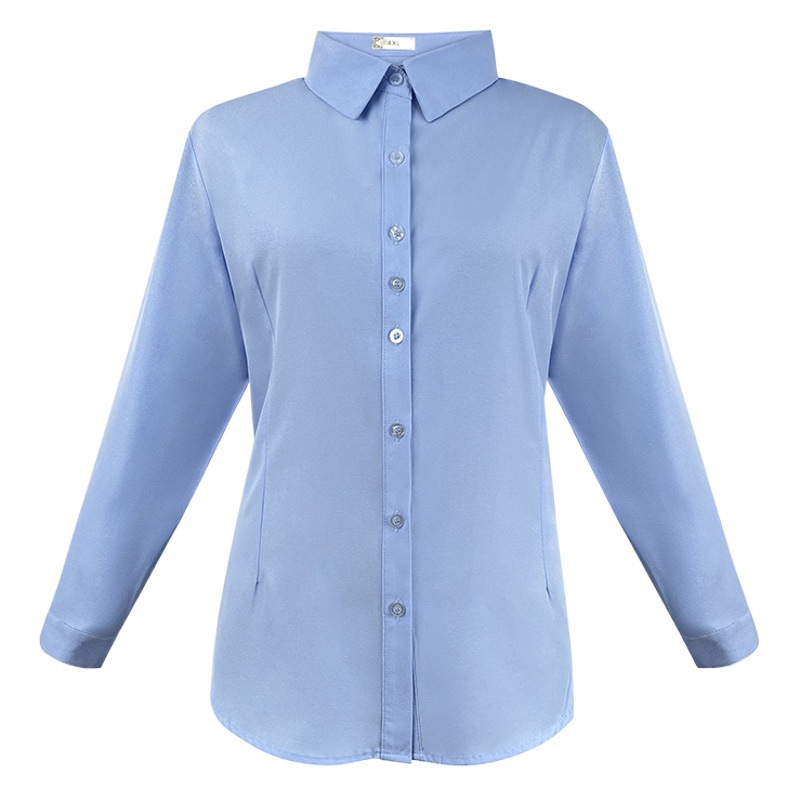 Plus Size Women's Long-Sleeved Business Attire White Shirt Women's 100kg Plus Size Business Formal Wear No-Iron Work Shirt Wholesale