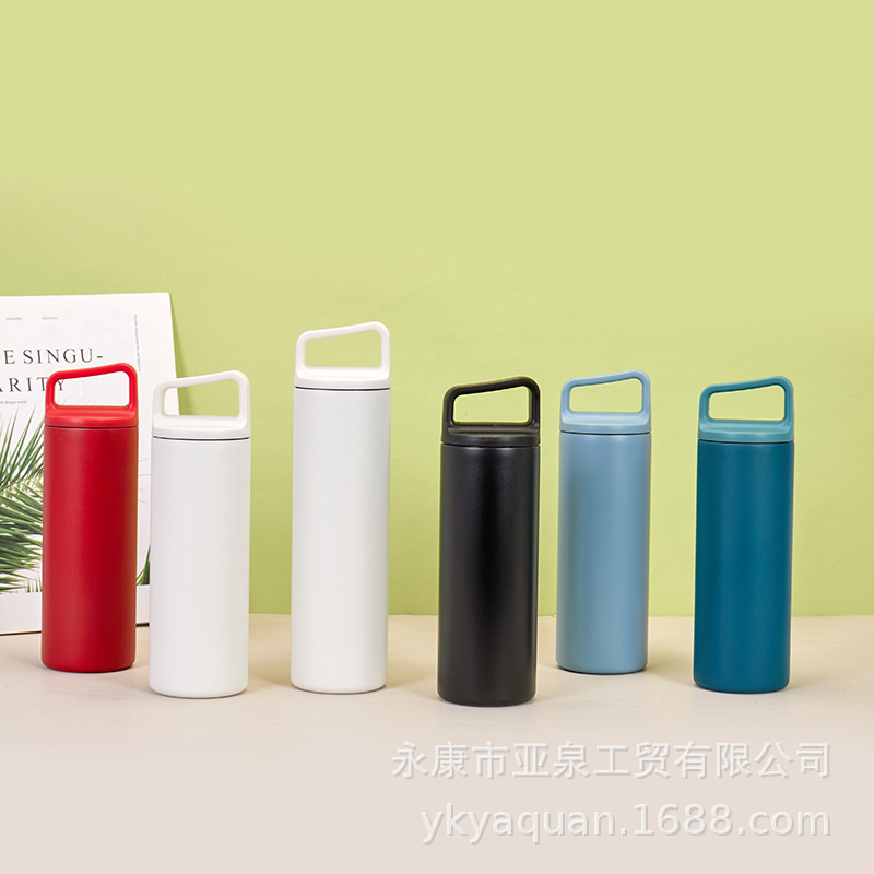 Vacío transfronterizo portátil de boca ancha taza de vacío 304 de acero inoxidable coche recto deportes hervidor portátil taza de regalo