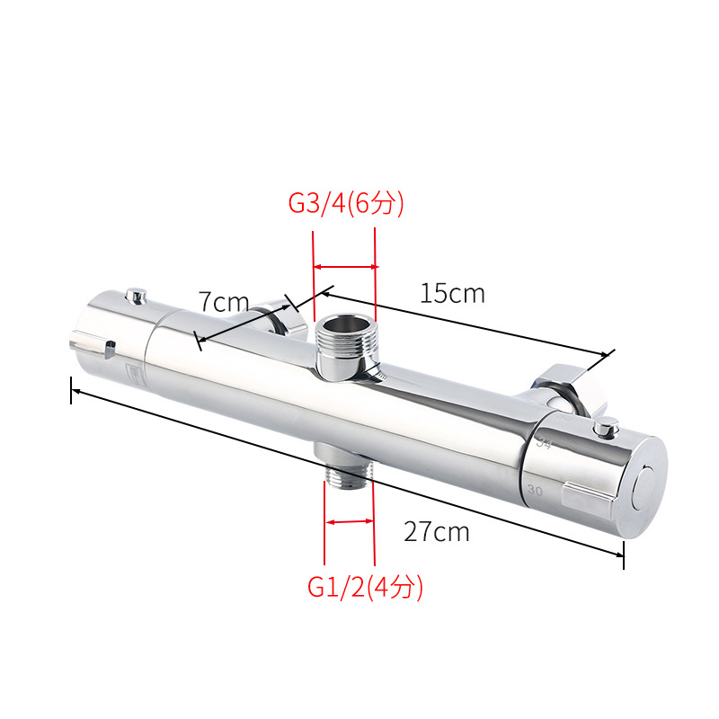 Grifo de control de temperatura de cobre calentador de agua eléctrico válvula solar termostato válvula mezcladora varilla redonda arriba y abajo salida de agua grifo de temperatura constante