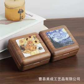 新款木质印花首饰盒便捷小号项链耳饰收藏整理盒饰品珠宝收纳盒