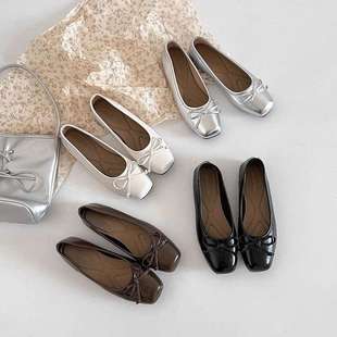 Flat Silver Flats for Women 2025 New Summer Ballet Shoes with Skirts Mary Jane Soft Sole Evening Shoes