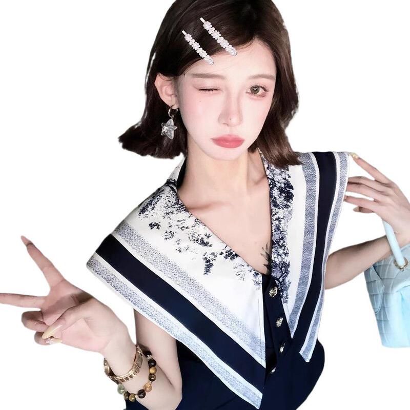 小个子女装时尚套装夏季气质轻奢学院风海军领拼接上衣短裙两件套|undefined