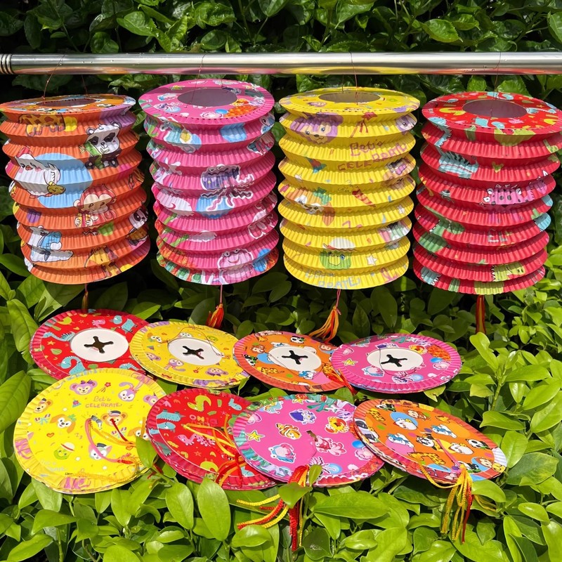 2025中秋节卡通哪吒动漫手提折叠纸灯笼幼儿园挂饰电子花灯小礼物|undefined
