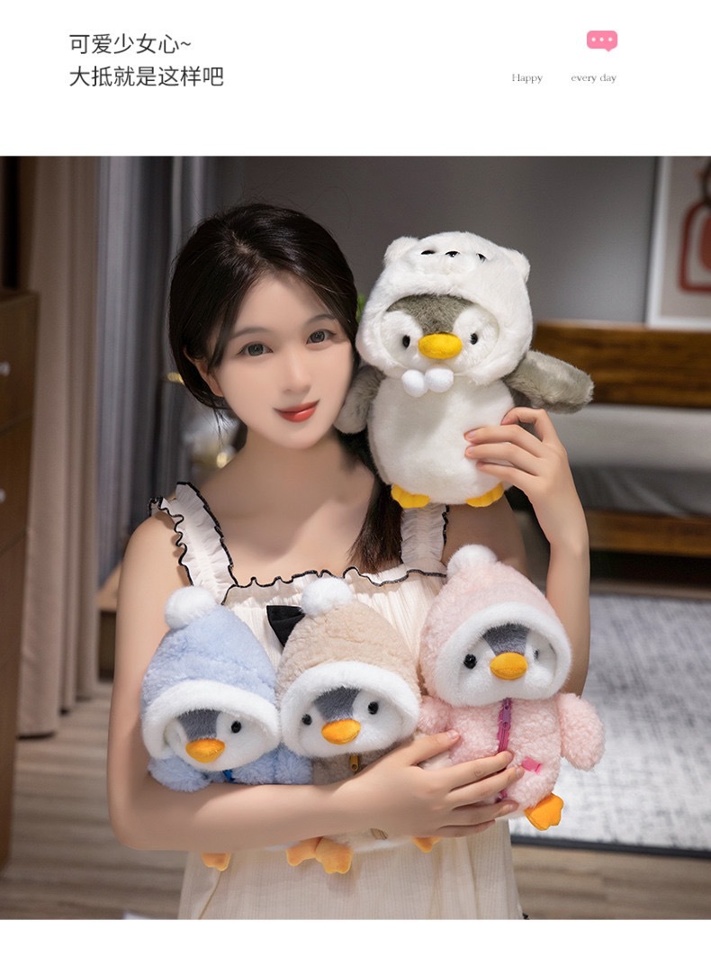 Cross-border costume-changing penguin plush toy, popular oceanarium souvenir gift, doll, stuffed animal, pillow