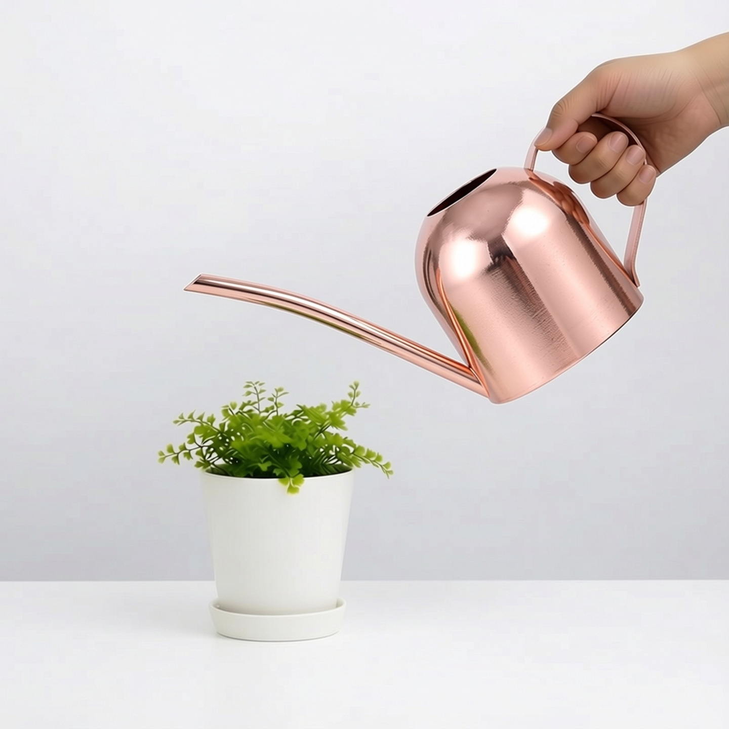 Olla de riego de acero inoxidable señaló boca Rosa regadera de oro metal vintage suculento planta verde regadera 1000ml image 3