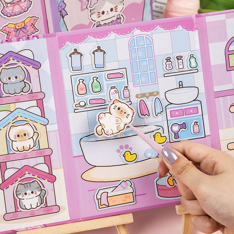 新しいご飯猫磁気静かな本は手作りdiy猫ペット女の子六一子供の日プレゼントを裁断しない