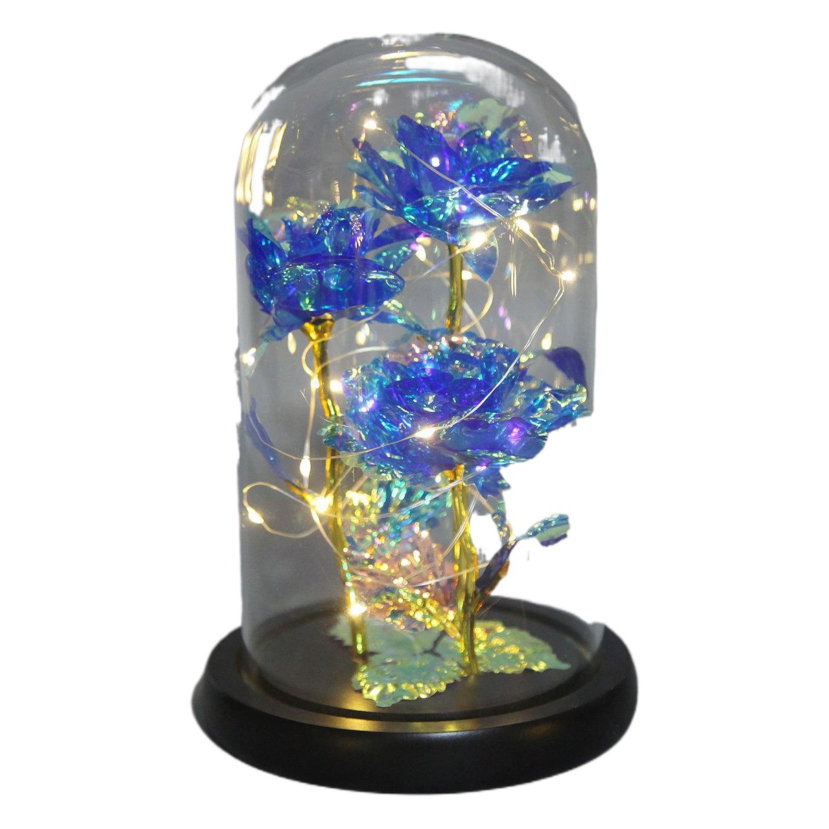 Productos de la fábrica 24K3 cabeza color hoja oro flor cubierta cristal Rosa Luz LED regalo del Día San Valentín decoración en stock al por mayor