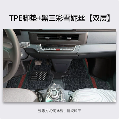 floor mats – Modelə uyğun ayaqaltı - front-row-double-layer-tpe-floor-mats-black-tricolor-snow-silk-thickened-and-wear-resistant