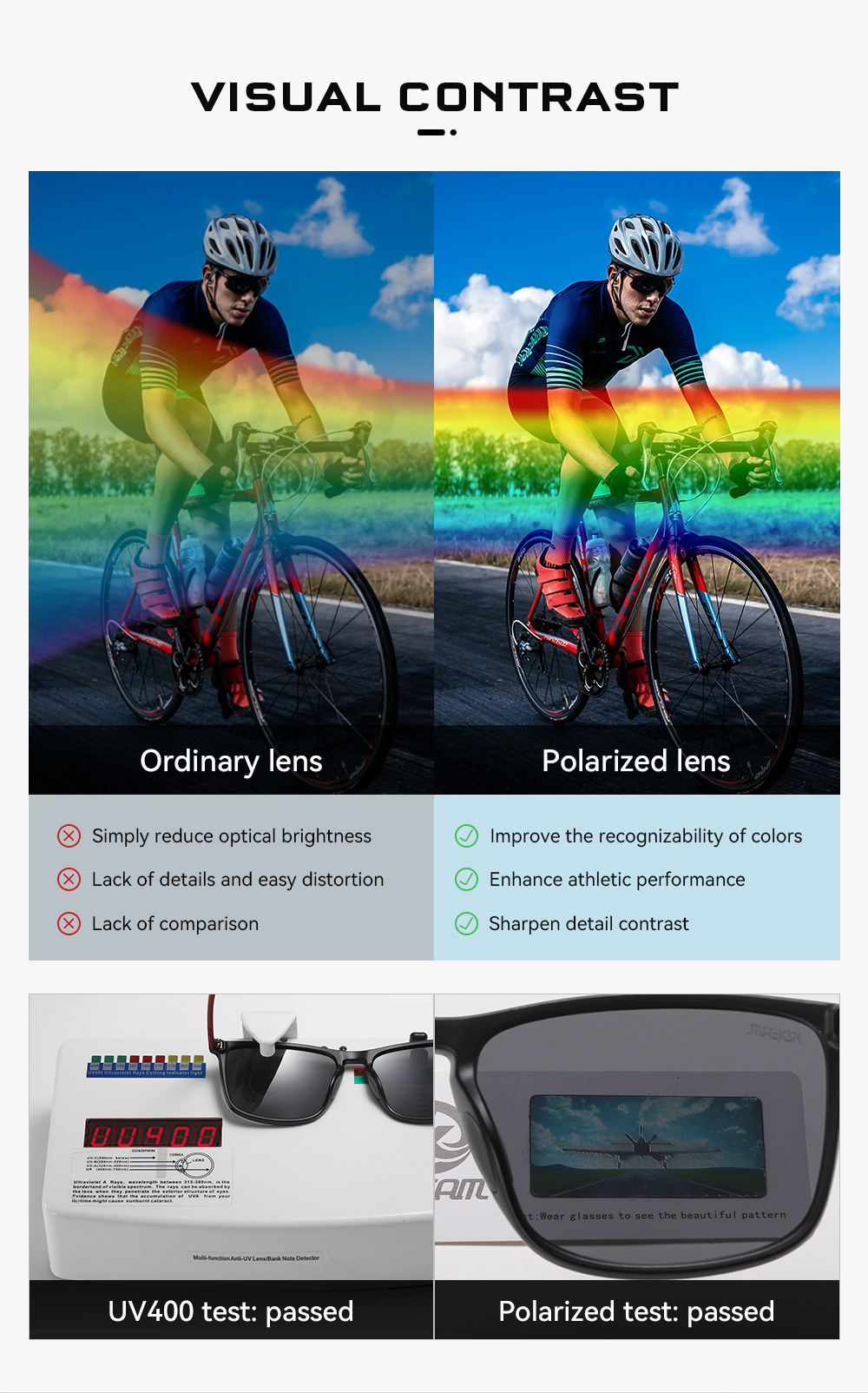 KDEAM New Large Size Square Polarized Sunglasses Outdoor UV Protection Fishing Driving Glasses KD705-PLUS