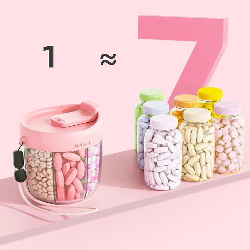 跨境一周7格药盒食品级塑料药片药丸收纳盒便捷家用旅行分装药罐