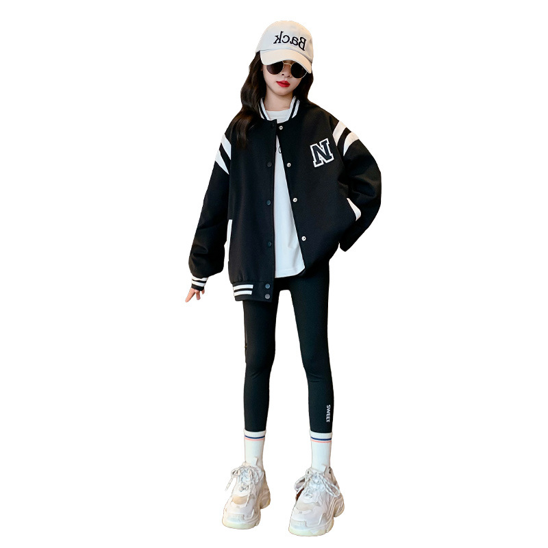 Girls' clothing 2024 Spring and Autumn style outerwear, stylish girls' casual baseball jacket, autumn clothes, 8 trendy,_voghion.com
