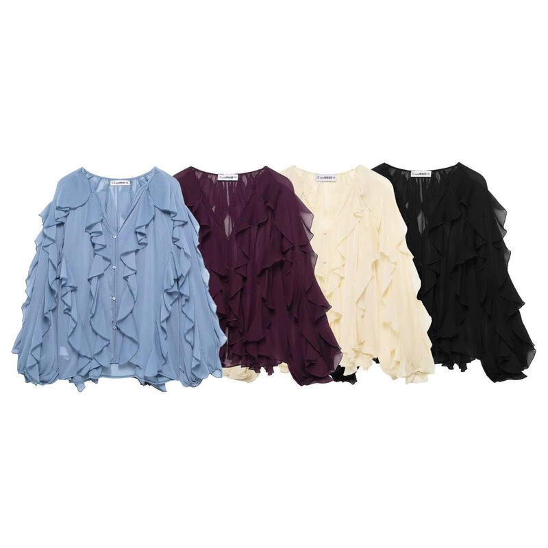 TAOP & ZA Spring and Summer New Women's Elegant Style Laminated Decorative Loose Shirt 4786063