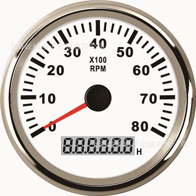 automobile instrument — meter - silver-edge-white-background-0-8000rpm