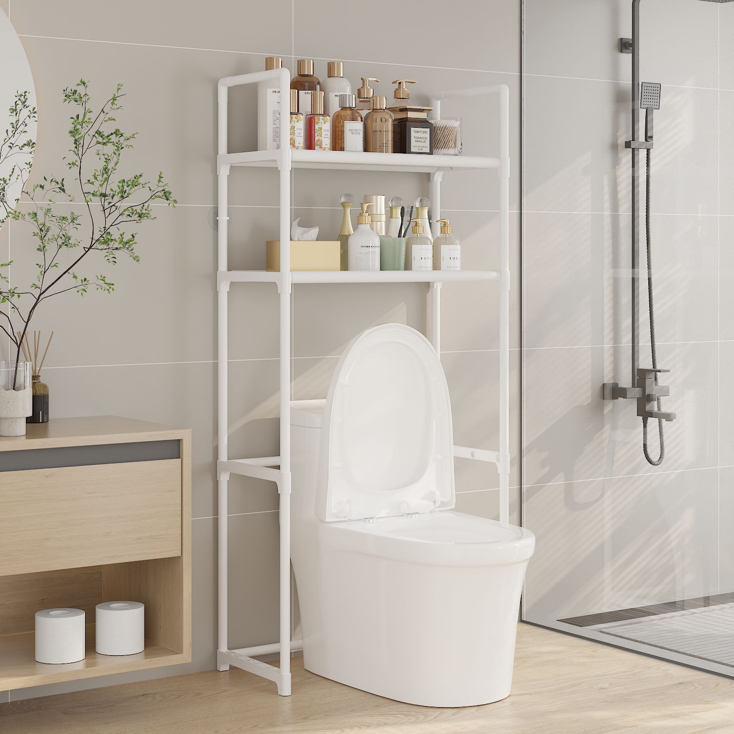 Estante sin perforaciones para inodoros explosivos transfronterizos Estante de almacenamiento para baño Multifuncional Venta directa de fábrica para el hogar