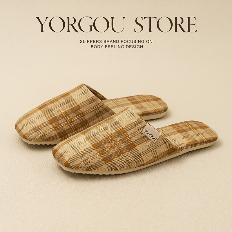 Yuangang Baotou Home Slippers for Women, Summer Indoor Non-Slip Home Use, Sweat-Absorbent, Odor-Free, Soft-Soled Slippers for Men, All Seasons