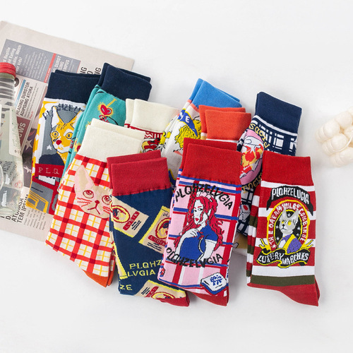 Cross-border socks, European and American fashion socks, high cotton socks, women's socks