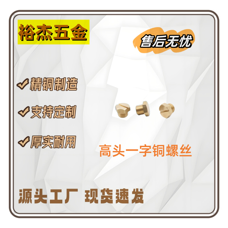 源头工厂 非标直供铜螺丝 水泵配件M10高头一字铜螺丝