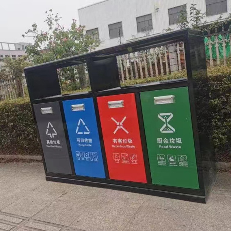 现货户外垃圾桶2分类果皮箱街道公园景区复古4分类不锈钢垃圾箱