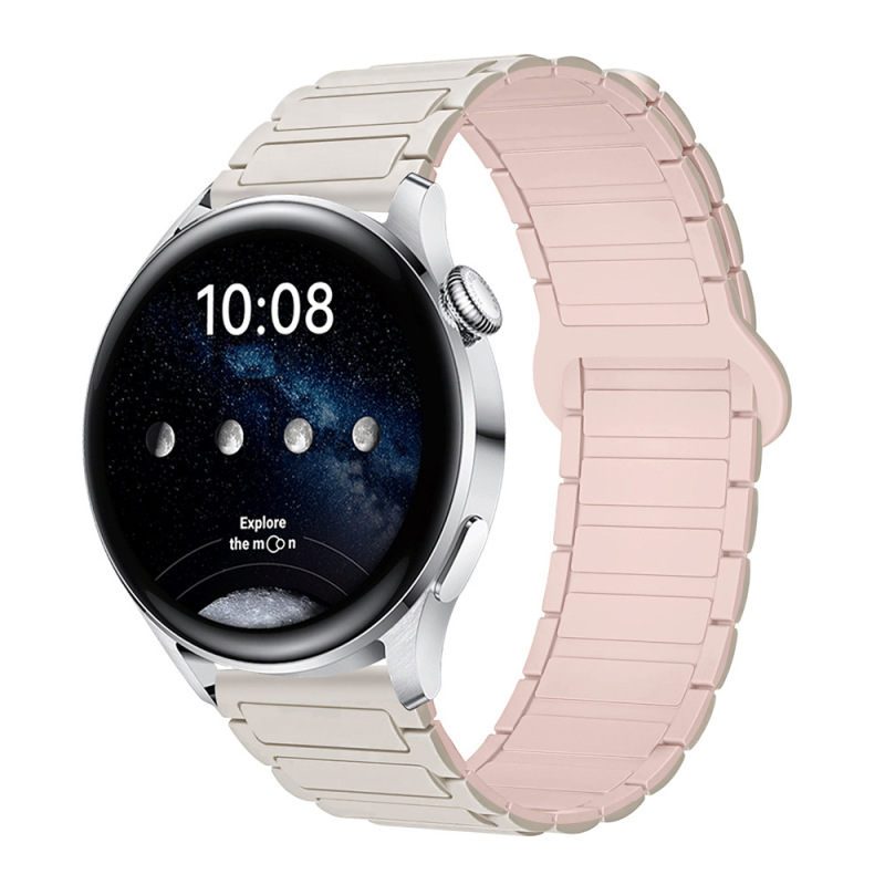适用三星华为表带GT3/4/5荣耀watch4567二代三珠硅胶磁吸手表带|undefined