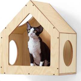 木质悬挂式猫窝猫咪吊床太空舱猫爬架墙壁楼梯房猫咪攀爬猫房子
