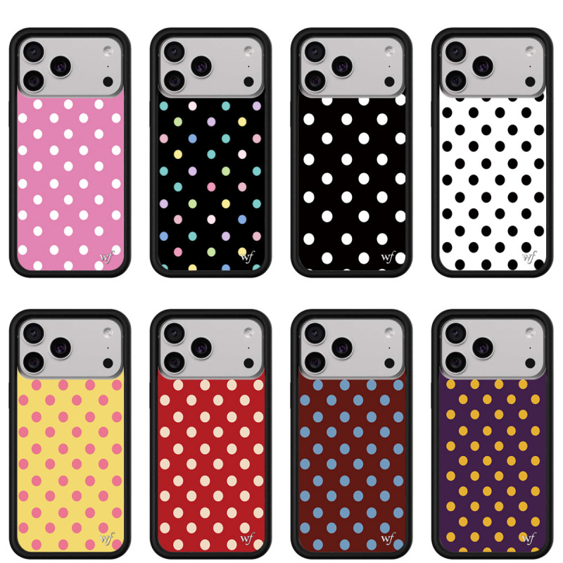 Wildflow Black Polka Dot Phone Case Suitable for Iphone17, Apple 16Promax/15Plus Protective Cover
