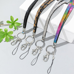 European and American fashionable long neck mobile phone chain, multi-color optional hot diamond mobile phone case lanyard, work badge hanging chain
