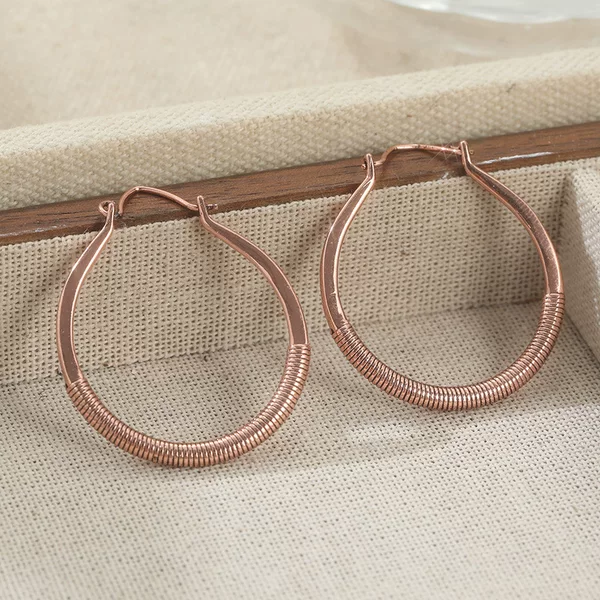 Copper Wire-Wrapped Large Hoop Earrings, Vintage Country-Style Large Circle Earrings Jewelry