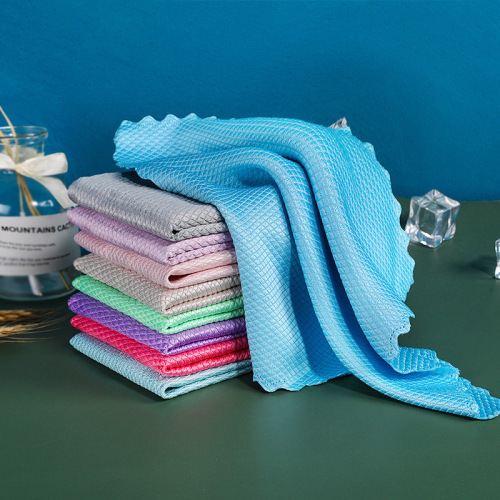 Household cleaning fish scale rag upgraded to absorb water and leave no traces lazy rag not easy to shed hair fish scale cloth thickened rag