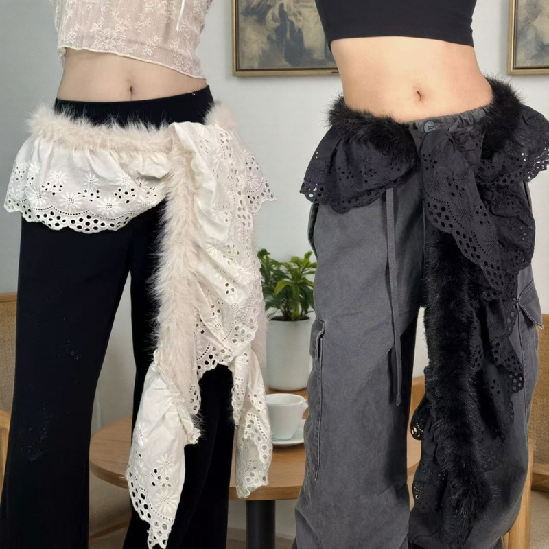 Jazz Dance Furry Belt Accessories Waistband High-End Jeans Y2K American Retro Warm Plush Scarf for Women Jazz Dance Furry Belt Accessories Waistband High-End Jeans Y2K American Retro Warm Plush Scarf for Women