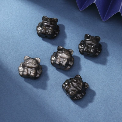 Silver Obsidian Small Carving Lion: Zərgərlik ara hissələri - no-6-fried-fox