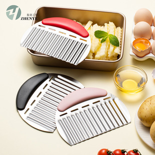 Household Kitchen Potato Knife Wavy Knife Wolf Tooth French Fries Knife Potato Handheld Flower Cutting Knife to Cut Fruits and Vegetables