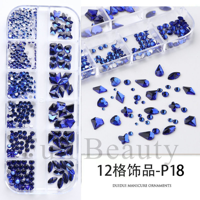 クロスボーダー新しいネイルアートジュエリー 12 グリッドミニ特殊形状樹脂ダイヤモンド平底ダイヤモンド DIY パイルダイヤモンドチェーンネイルジュエリー|undefined