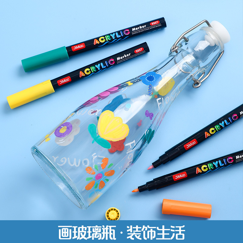 Lápiz de acrílico líquido directo transfronterizo puede plegar color lápiz de pintura impermeable para estudiantes de arte de pintura lápiz de acrílico de cabeza dura