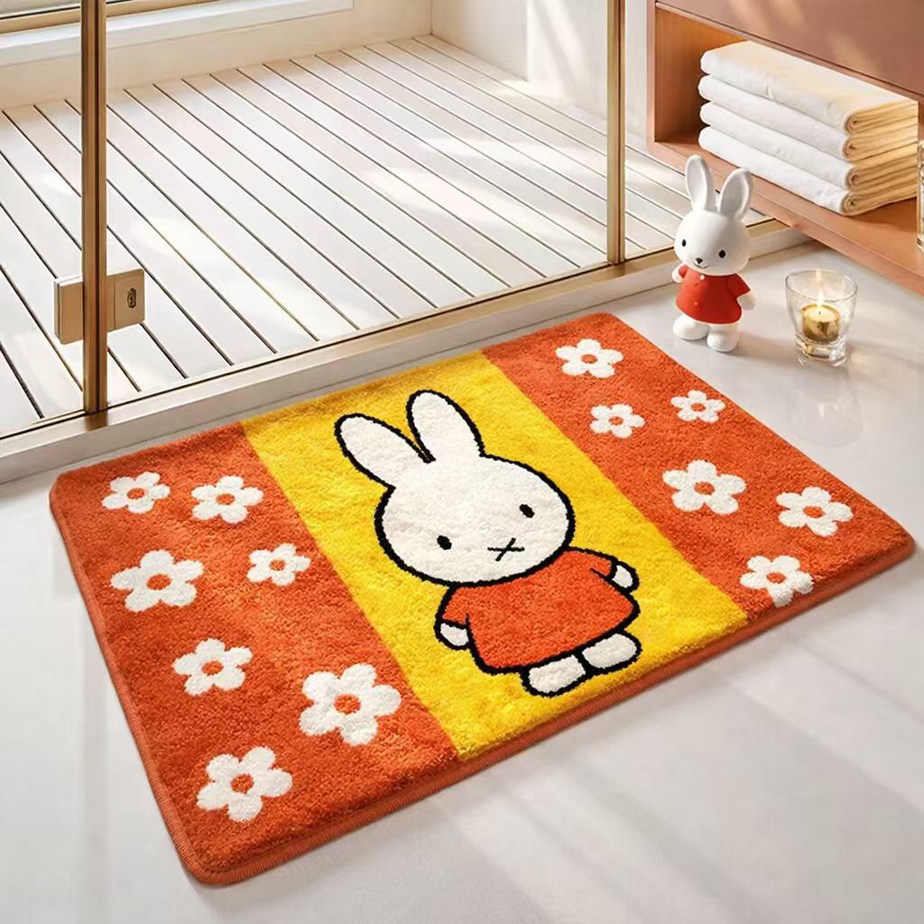 Cross-Border Thickened Velvet Foot Mats, Bathroom Floor Mats, Household Strong Water-Absorbing Cartoon Non-Slip Mats, Thickened Jacquard Tufted Floor Mats