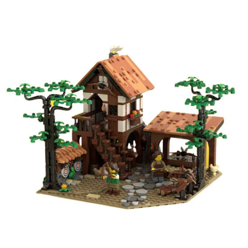 Совместимость со строительными блоками Lego MOC-134494 Льва Рыцарь Стрельба из лука Арена Серия Игрушка Настольная модель