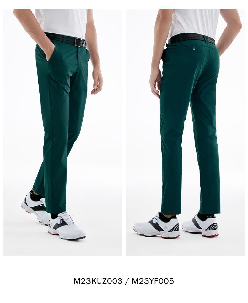 Quần dài golf nam mùa hè thắt lưng co giãn, phong cách thể thao — M23KUZ003-màu xám, M23KUZ003-màu trắng, M23KUZ003-Đen, M23KUZ003-màu xanh lá cây chi tiết 7