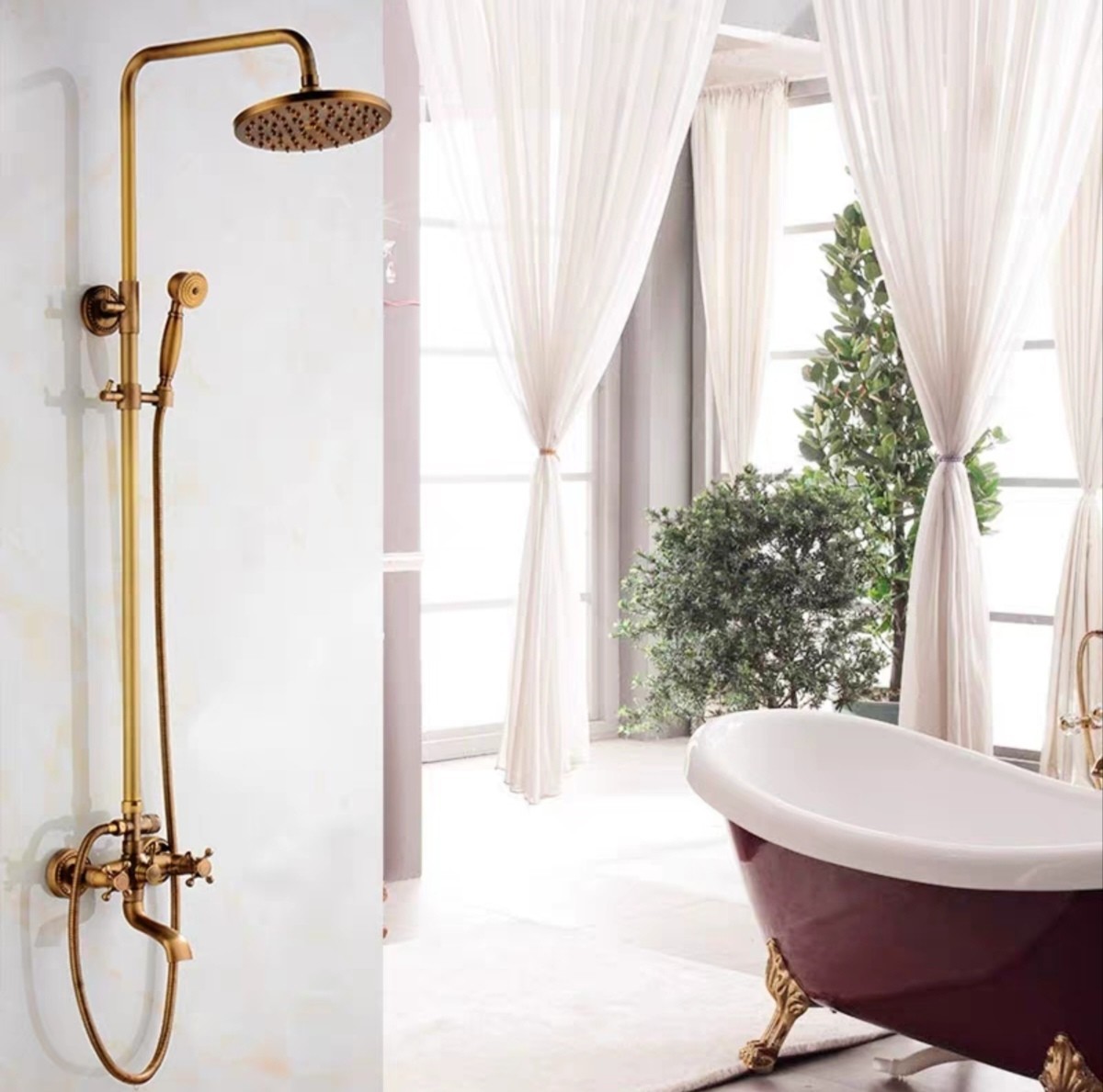 欧式复古古罗马淋雨花洒黑化仿古淋雨花洒套装全铜大喷顶小花洒