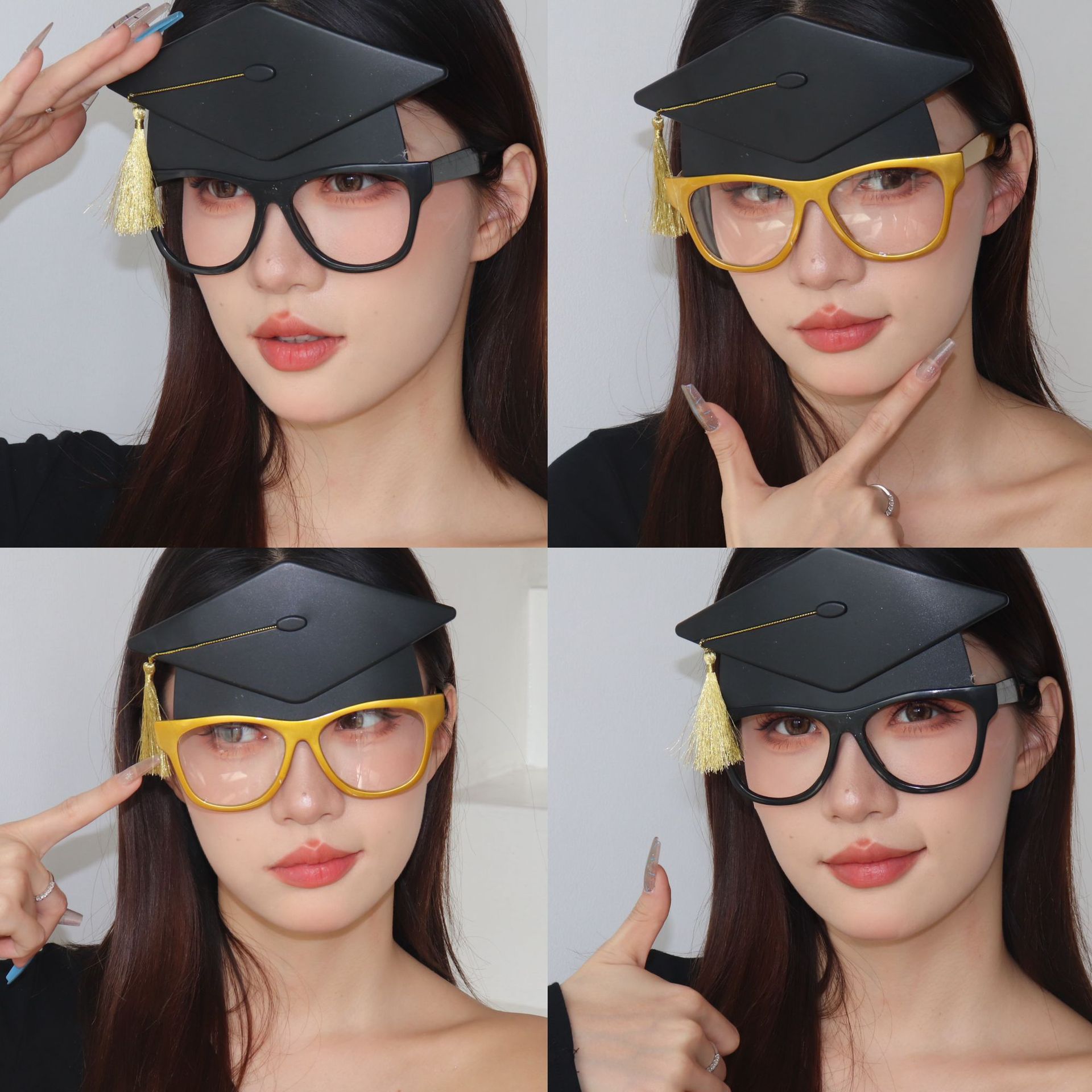 Gafas de Graduación con Gorro de Licenciado de Plástico ABS para Fiestas y Fotos