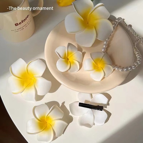 Eggflower Headwear, Artificial Flower, Sweet & Delicate Floral Hair Clip, Side Clip, Bangs Clip, Beach-Outing Accessory, Retro Decorative Piece