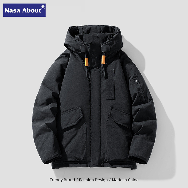 NASA down jacket men's winter versatile thick white duck down warm jacket high-end outdoor autumn and winter workwear jacket