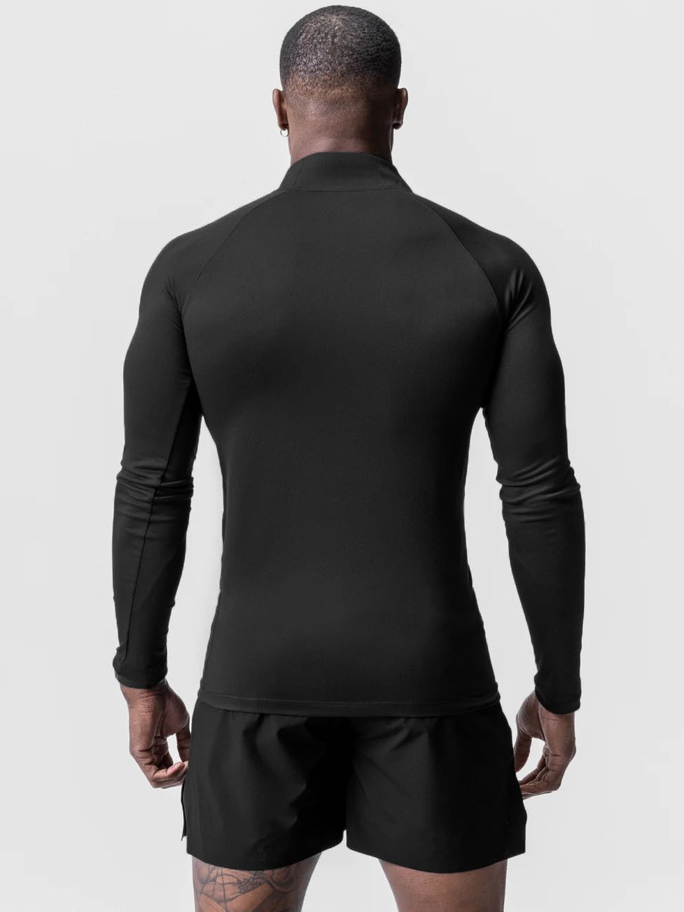 Transfronterizo europeo americano deportivo fitness corset hombre secado rápido medio cremallera ejercicio de color sólido alta compresión elástica camisa de manga larga